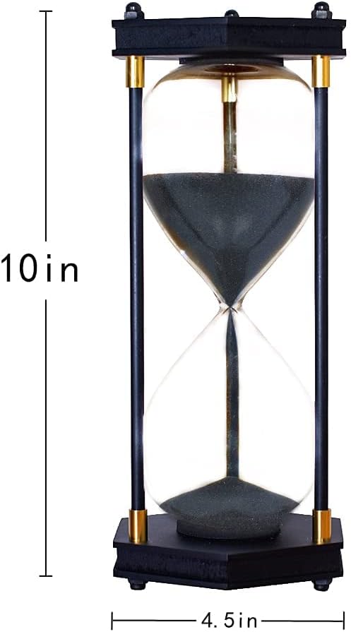 Large Hourglass Timer 60 Minute, Decorative Hexagon Frame Sandglass with Black Sand-2