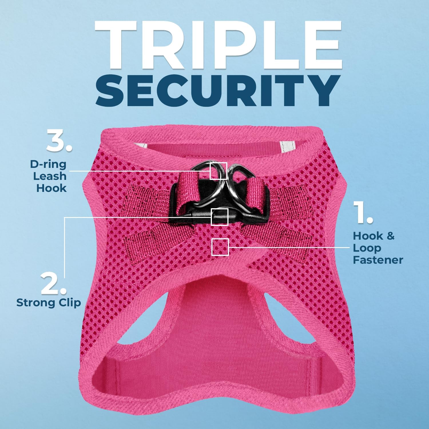 Voyager Step-in Air Dog Harness - All Weather Mesh, Reflective, No Pull Harness for Small, Medium Dogs, Cats - Secure with Hook & Loop Fastener, Buckle, Double D-Rings - Fuchsia, S-1