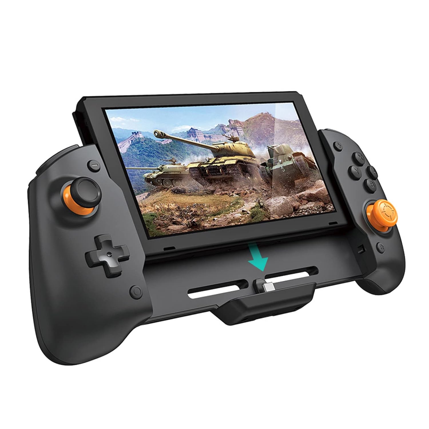 ECHZOVE Switch Controller Grip, Ergonomic Switch Controller with Six-Axis Gyroscope for Gravity Induction, Twin Motor Vibration, Power-Charging Input Port(NOT for Switch OLED)-0