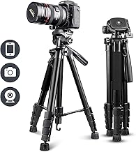 UBeesize 67” Camera Tripod with Travel Bag, Cell Phone Tripod with Bluetooth Remote and Phone Holder, Compatible with All Cameras, Cell Phones, Projector, Webcam, Spotting Scopes