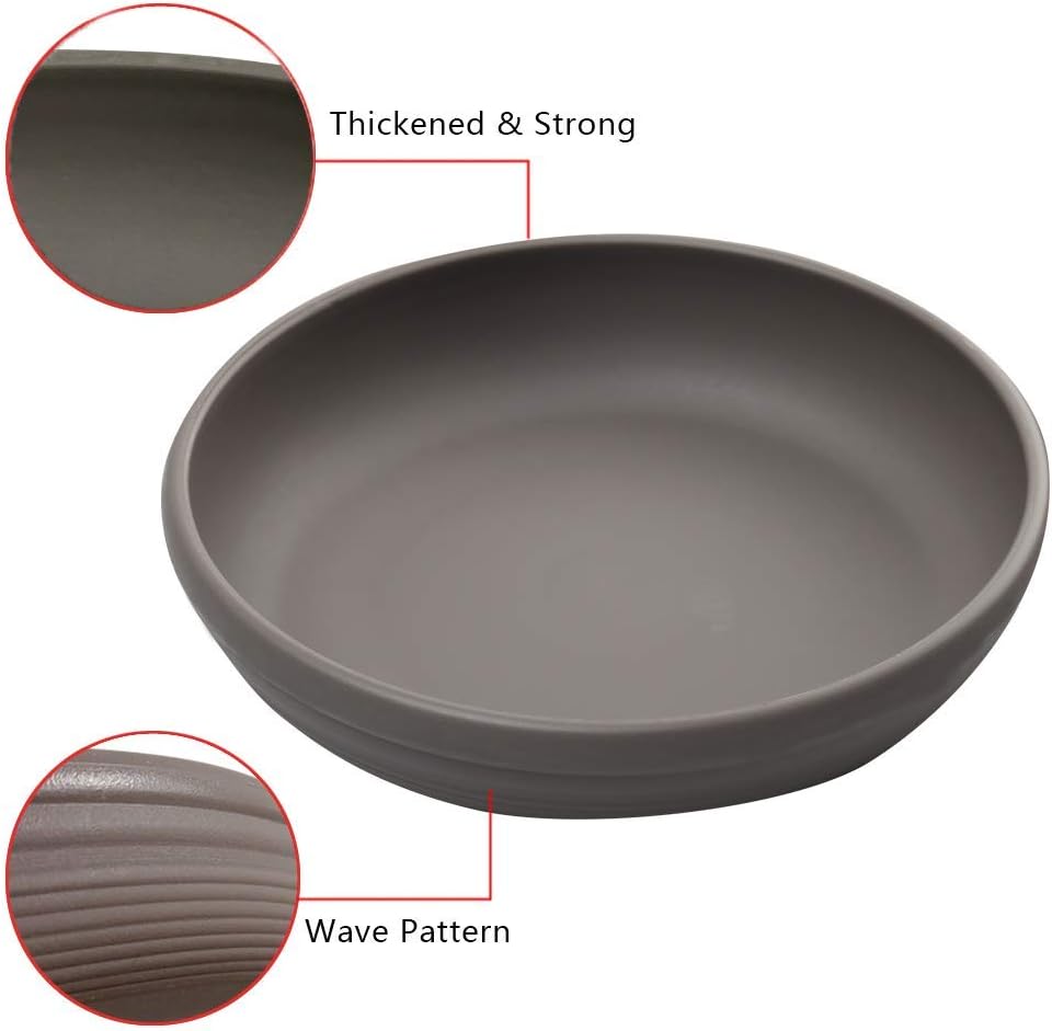 SAROSORA Round Plastic Plant Saucer Drip Tray 7" Set of 6 for Indoor Outdoor Home Garden Flower Plant Container Flower Pot Pallets ((5.8''+7"+8'') x2, Dark Grey)-3