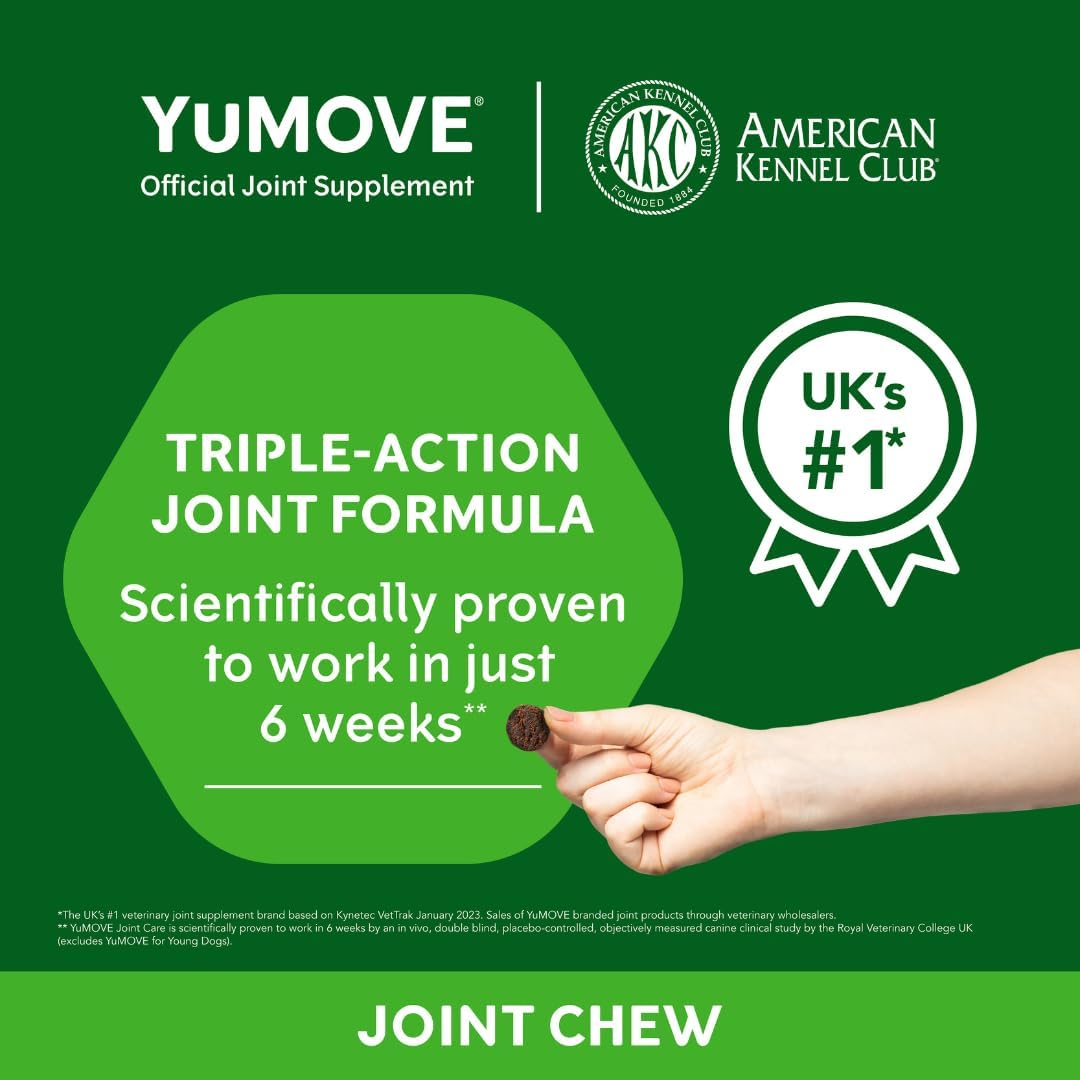 Lintbells YuMOVE Joint Supplement Dog Chews - Contains Glucosamine, Green Lipped Mussel - Natural Relief from Hip Ache, Stiff Joints - 1 Month’s Supply (Small & Medium)-1