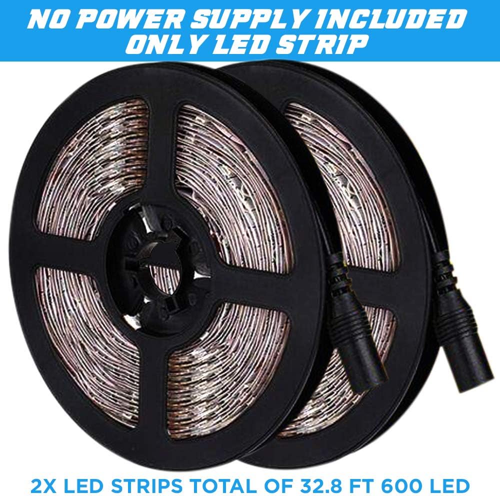 32.8ft Red LED Strip Lights, Waterproof IP65 Led Strip SMD2835 Dimmable 600LEDs 12V Red LED Strip Cuttable Under Cabinet, Car, Bar, Bedroom, Red LED Lights Holiday Decoration Lighting LED Tape 2 Rolls-1