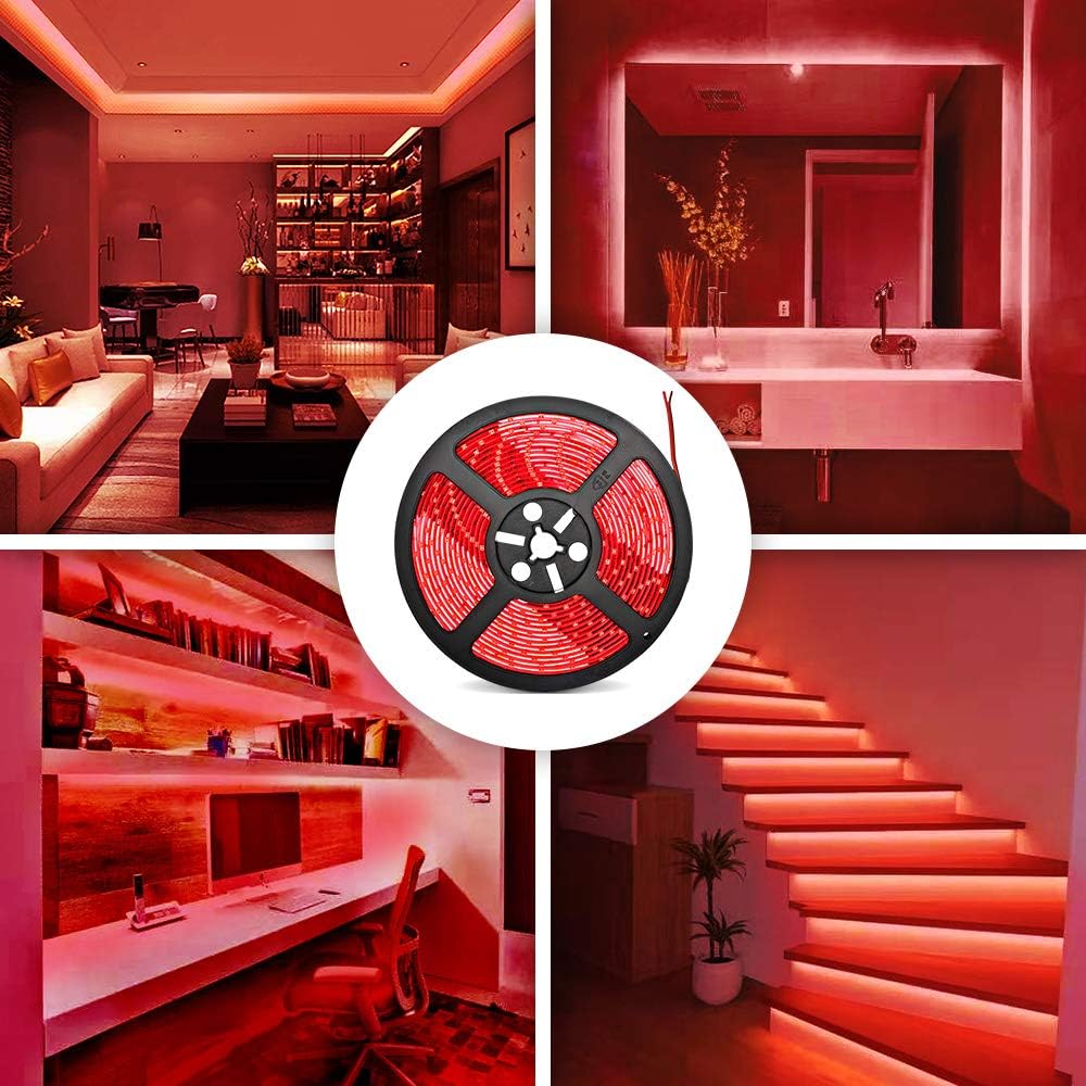 32.8ft Red LED Strip Lights, Waterproof IP65 Led Strip SMD2835 Dimmable 600LEDs 12V Red LED Strip Cuttable Under Cabinet, Car, Bar, Bedroom, Red LED Lights Holiday Decoration Lighting LED Tape 2 Rolls-2