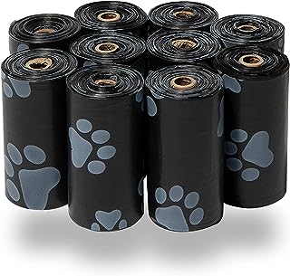 Best Pet Supplies Dog Poop Bags (150 Bags) for Waste Refuse Cleanup, Doggy Roll Replacements for Outdoor Puppy Walking and Travel, Leak Proof and Tear Resistant, Thick Plastic - Black