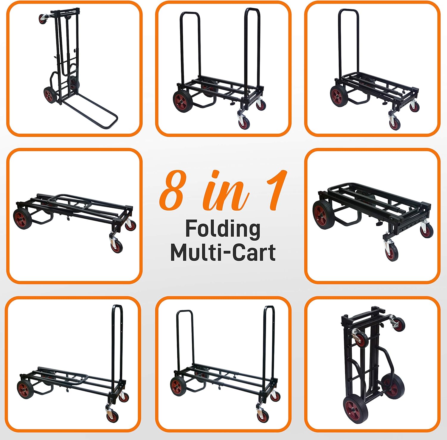 Pyle Adjustable Professional Equipment - Compact 8-in-1 Folding, Foldable and Lightweight, Hand Truck/Dolly/Platform Cart, Extends Up to 27.52'' to 44.25'' - Pyle PKEQ48-4