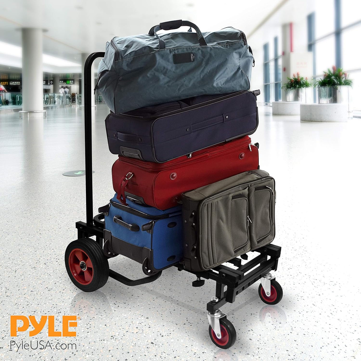 Pyle Adjustable Professional Equipment - Compact 8-in-1 Folding, Foldable and Lightweight, Hand Truck/Dolly/Platform Cart, Extends Up to 27.52'' to 44.25'' - Pyle PKEQ48-5