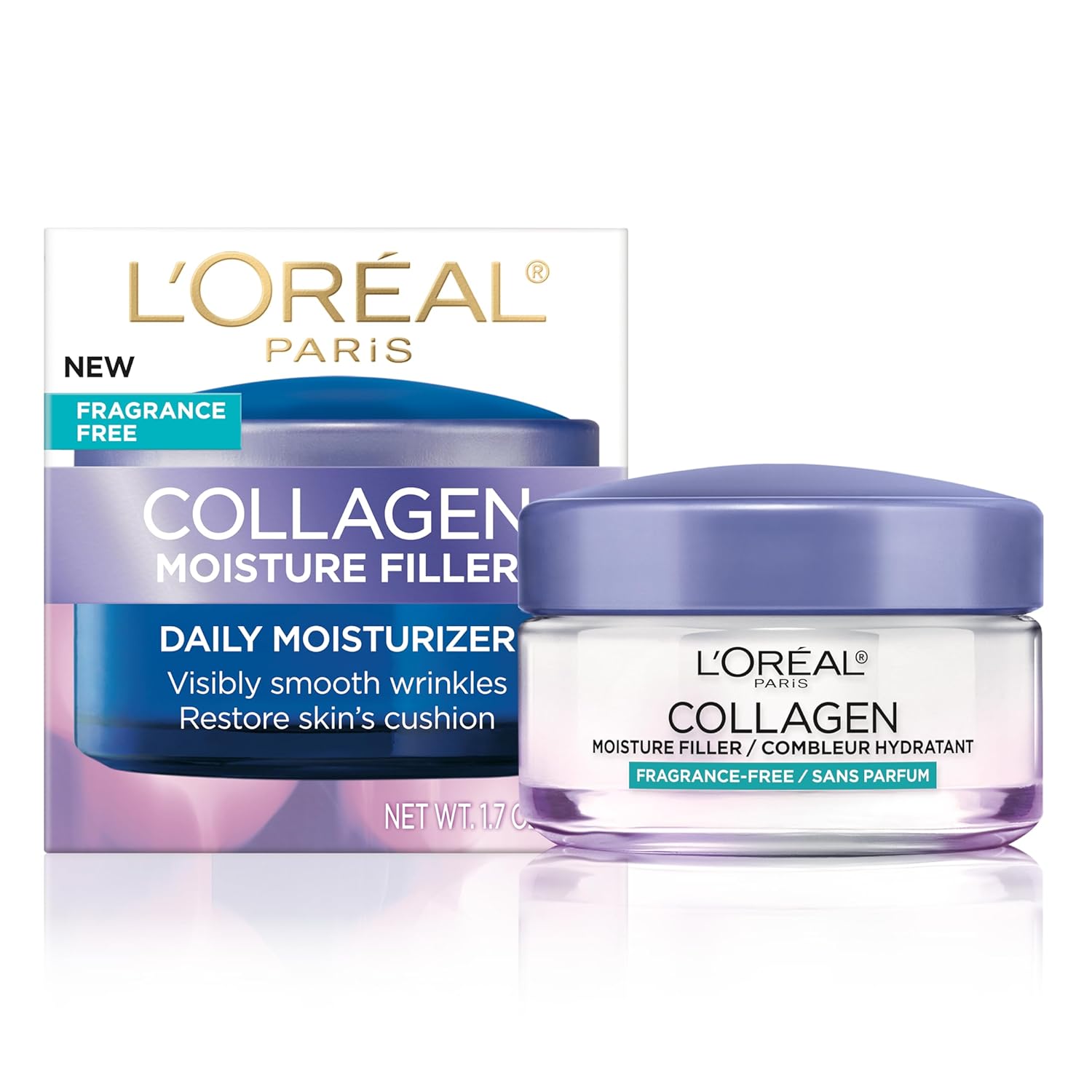 L'Oreal Paris Collagen Daily Face Moisturizer, Reduce Wrinkles, Face Cream, Fragrance Free 1.7 oz-0