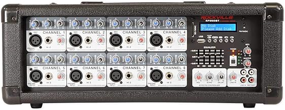 Rockville, 8 RPM80BT 2400w Powered 8 Channel Mixer/Amplifier w/Bluetooth/EQ/Effects