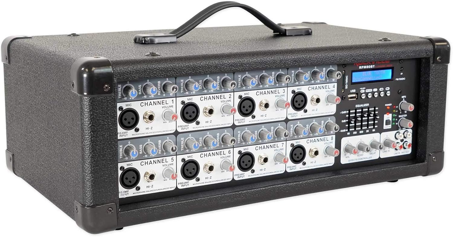 Rockville, 8 RPM80BT 2400w Powered 8 Channel Mixer/Amplifier w/Bluetooth/EQ/Effects-2