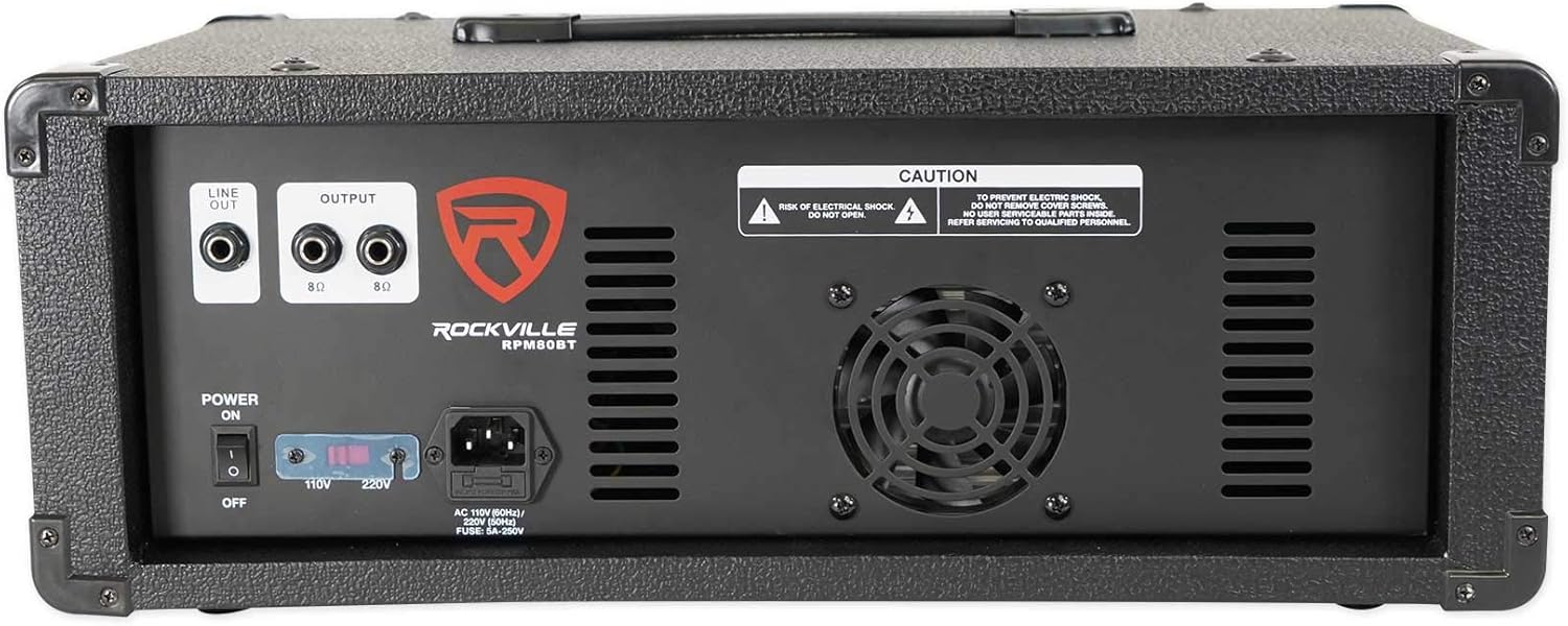 Rockville, 8 RPM80BT 2400w Powered 8 Channel Mixer/Amplifier w/Bluetooth/EQ/Effects-5