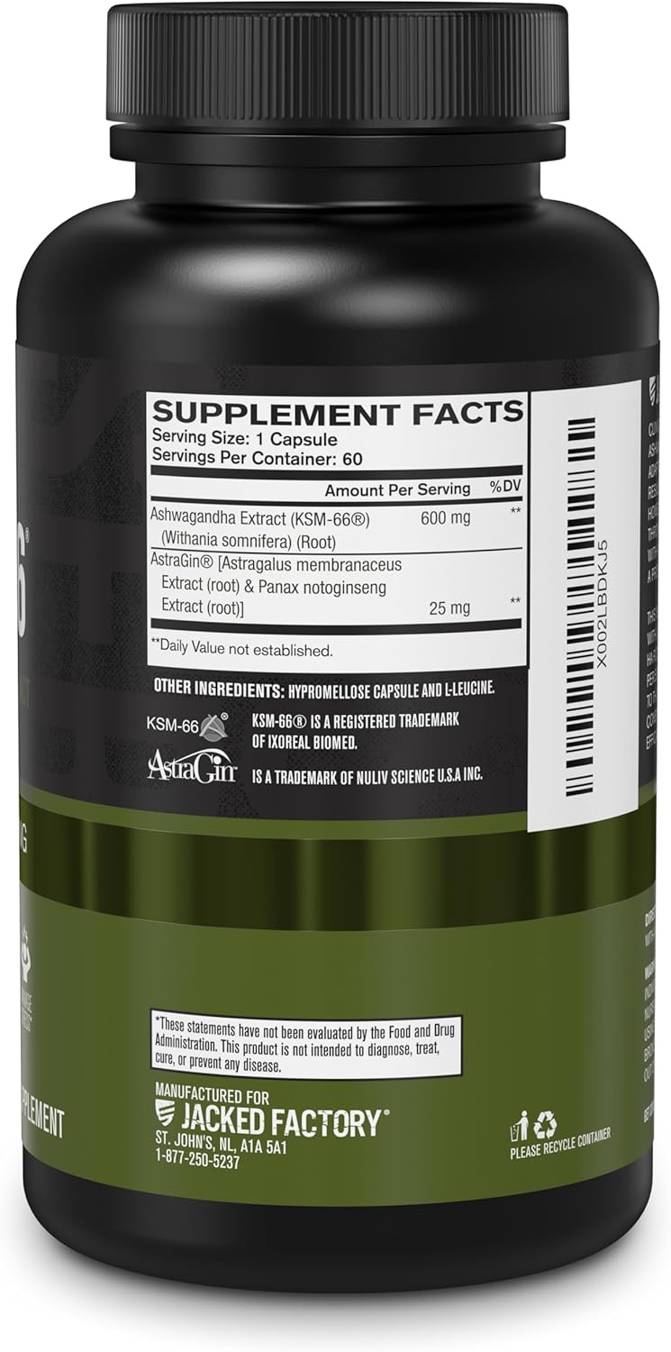 Jacked Factory Ashwagandha Root Extract (KSM-66 Ashwagandha) w/ 5% Withanolides - Supplement for Natural Stress Relief, Cognitive Function, Vitality, and Mood Support - 60 Veggie Capsules-6