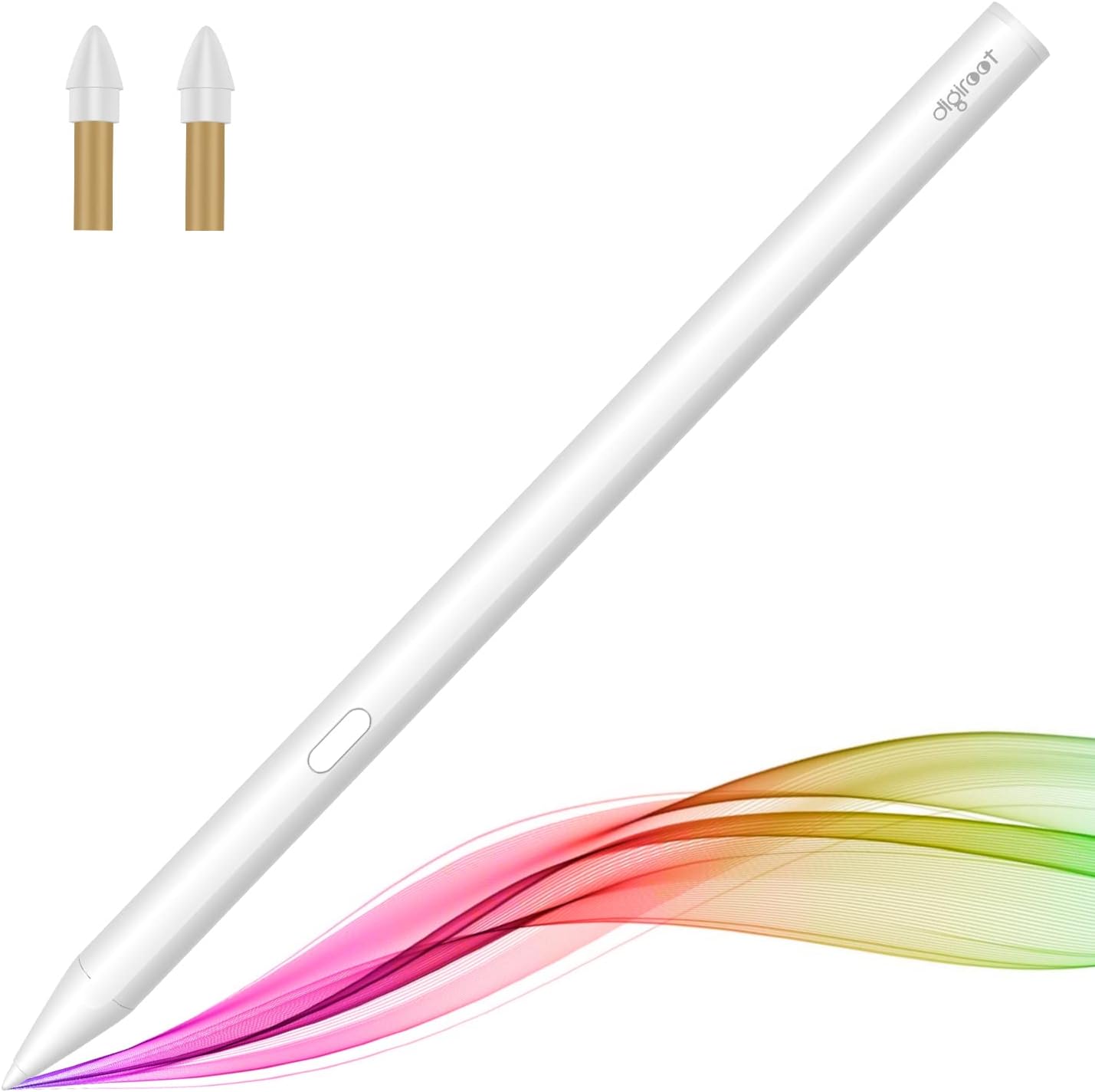 Stylus Pen for iPad, Digiroot Stylus for Touch Screens with Palm Rejection Exclusive for iPad/iPad Pro/iPad Mini 2018-2021 Version, No Bluetooth Required, Come with Extra 2 Replacement 1.2mm Fine Tips-0