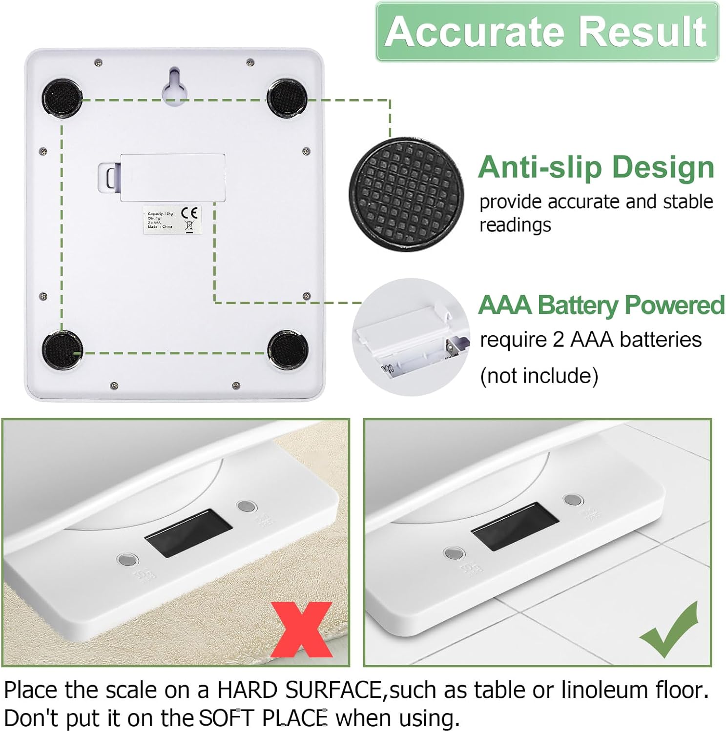 Digital Pet Scale, Multi-Function LCD Scale Digital Weight with Height Tray Measure Accurately, Perfect for Puppy/Kitten/Hamster/Hedgehog/Food, Capacity up to 22 lb, Length 11inch-5