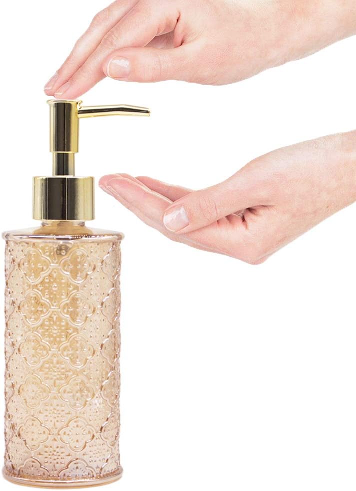 Soap Dispenser with Pump, Refillable Liquid Hand Soap Dish Soap Dispensers for Bathroom Counter, Kitchen Sink (Golden)-3