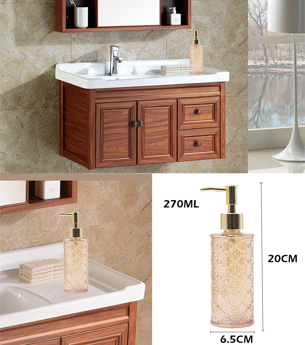 Soap Dispenser with Pump, Refillable Liquid Hand Soap Dish Soap Dispensers for Bathroom Counter, Kitchen Sink (Golden)-4