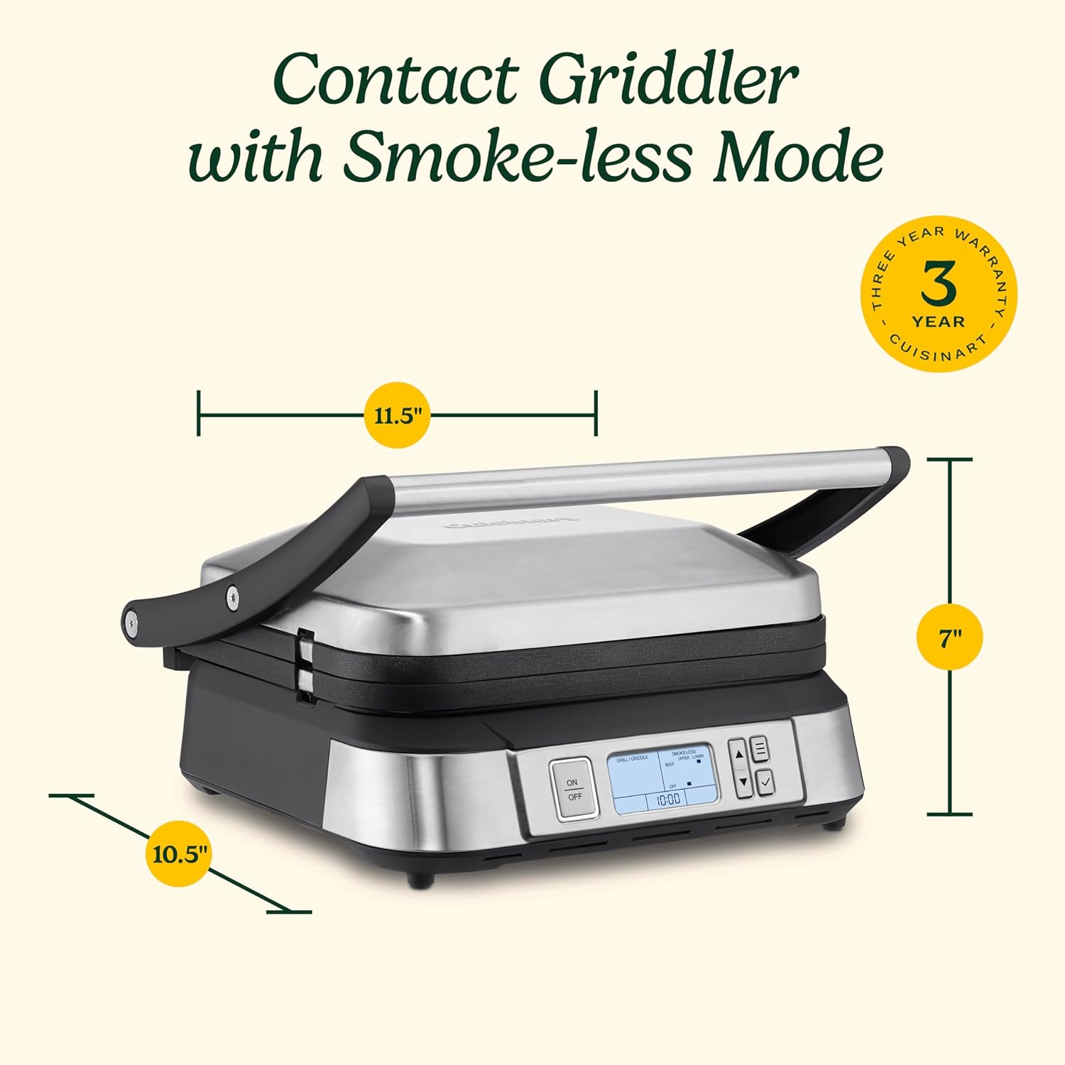 Cuisinart GR-6S Contact Griddler with Smoke-Less Mode-5