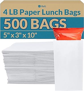 Reli. Paper Lunch Bags, (500 Pcs, Bulk) White 4 lb Capacity - Kraft White, Grocery Bags, Craft Bags - Small Lunch Paper Bags/Kraft Paper Sacks in Bulk (White)