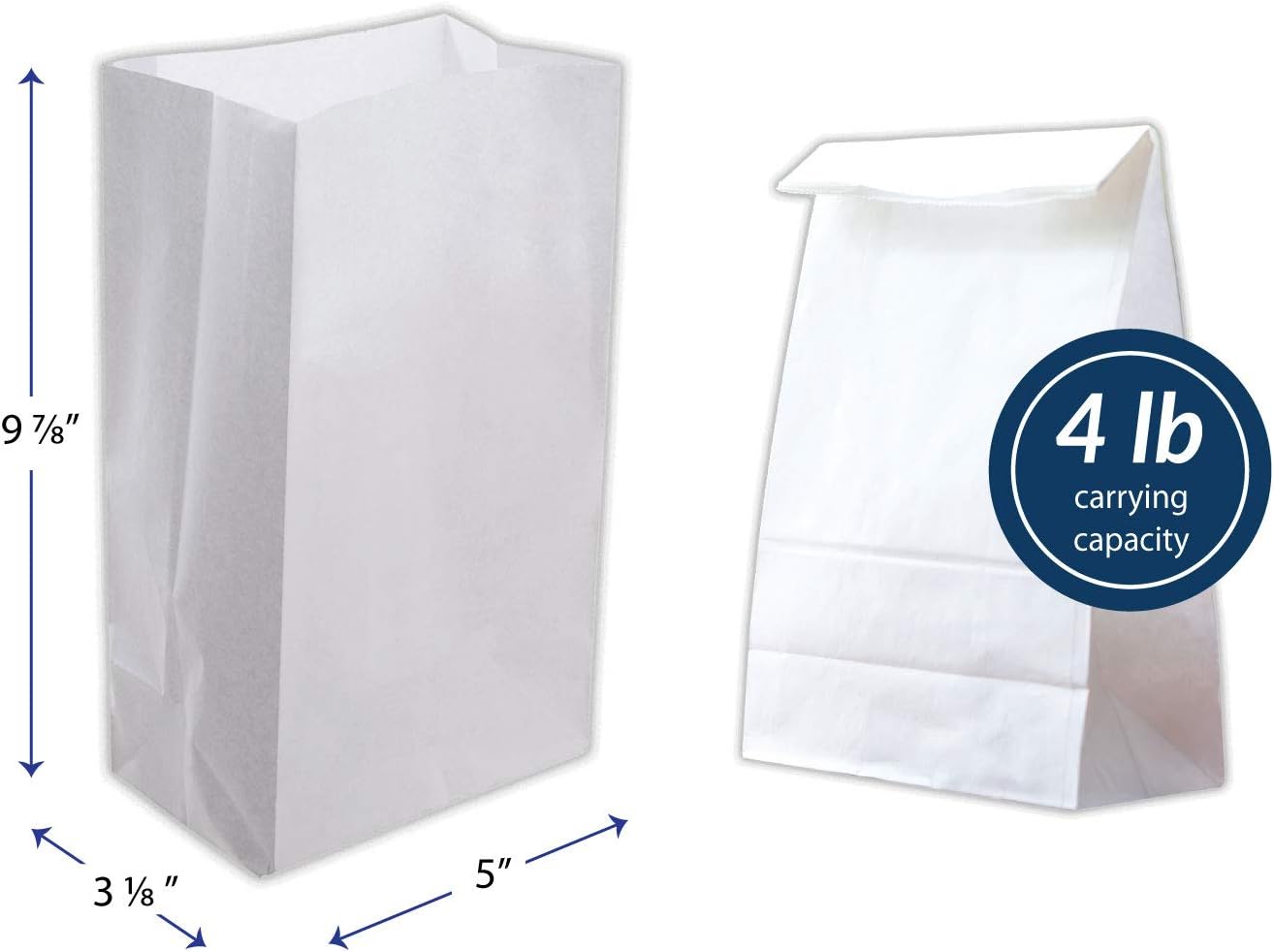 Reli. Paper Lunch Bags, (500 Pcs, Bulk) White 4 lb Capacity - Kraft White, Grocery Bags, Craft Bags - Small Lunch Paper Bags/Kraft Paper Sacks in Bulk (White)-2