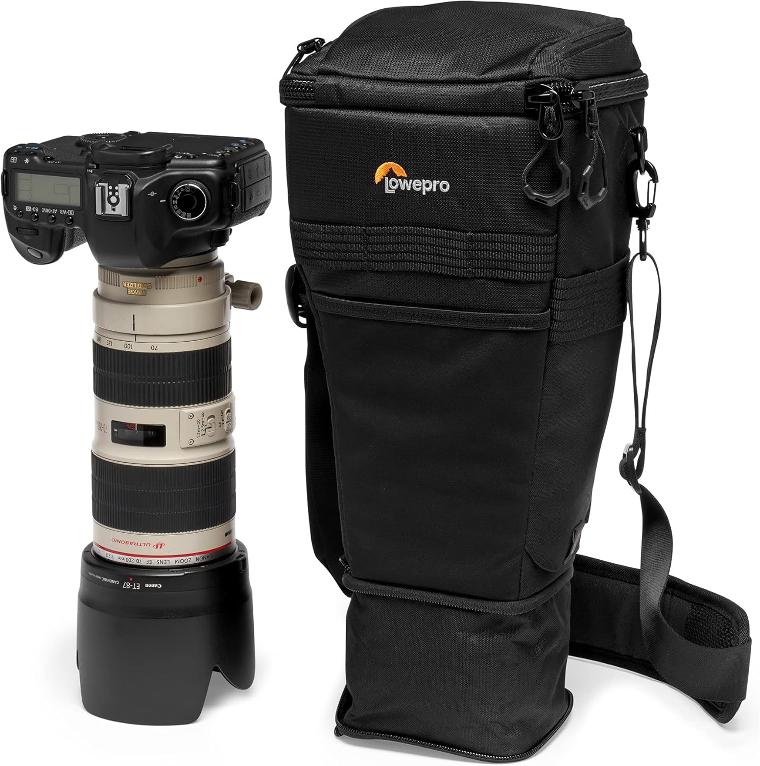 Lowepro ProTactic TLZ 75 AW DSLR toploader - Expand to Hold up to 24-70mm f/2.8 and Lens Hood with Portrait Grip - Camera Gear to Personal belongings - for DSLR Like Canon 5D, Black - LP37279-PWW-8