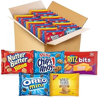 Oreo Mini Cookies, Mini CHIPS AHOY! Cookies, RITZ Bits Cheese Crackers, Nutter Butter Bites & Wheat Thins Crackers, Nabisco Cookie & Cracker Variety Pack, 50 Snack Packs