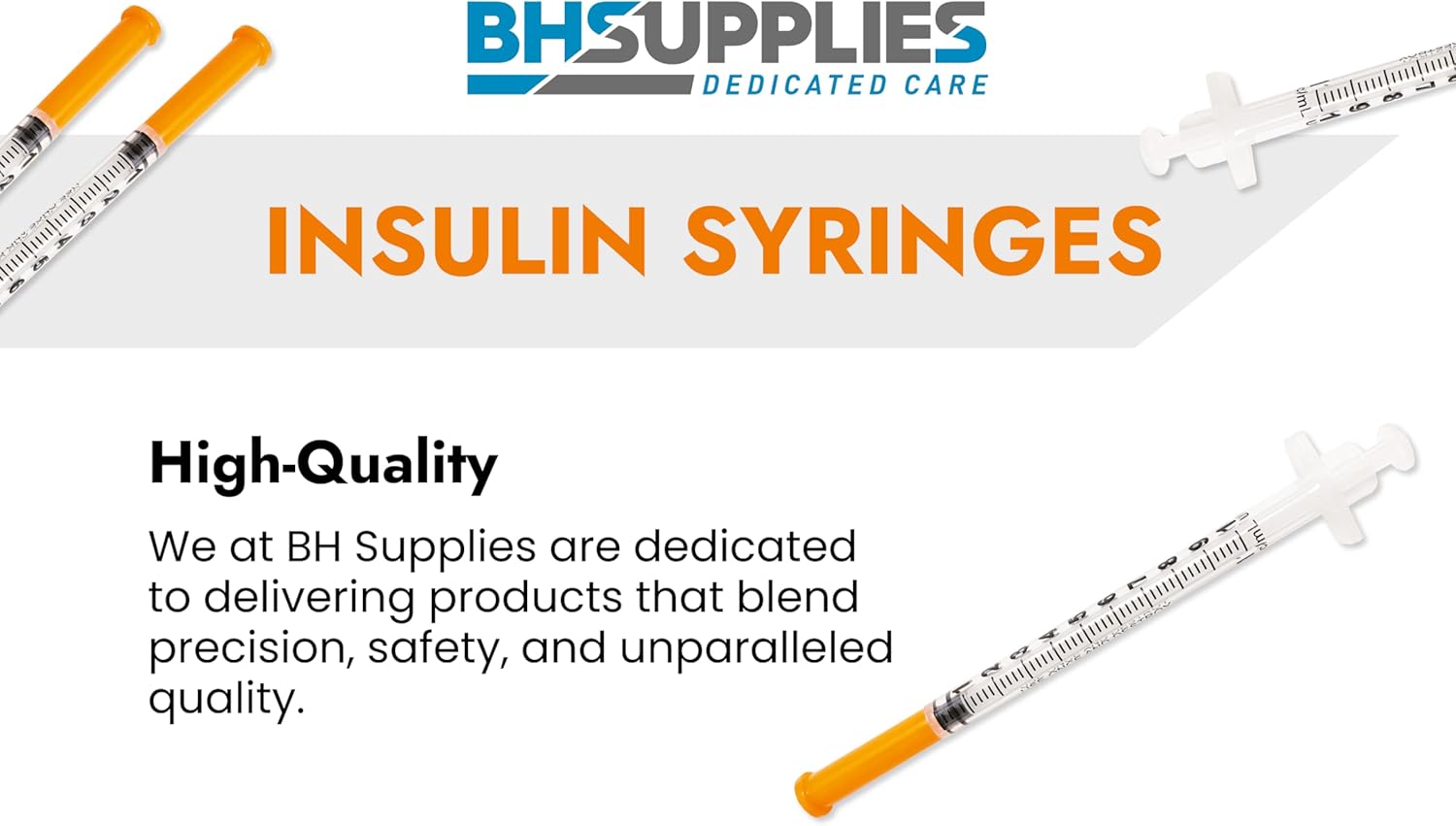 BH Supplies Insulin Syringes U-100 29G 1ml/cc 1/2" (12.7mm) Pack of 100 Pcs-1