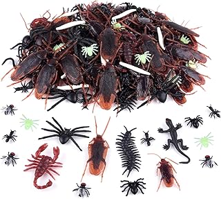 ASTARON 210 Pcs Realistic Bugs Plastic Trick Joke Toys Cockroaches Spiders Centipedes Scorpions for Halloween Party Fool's Day Decoration