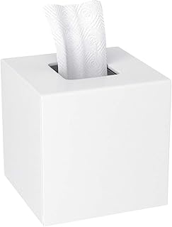 HIIMIEI Acrylic Tissue Box Cover 5.4x5.4x5.4'' Tissue Holder Napkin Dispenser for Home Office Restaurant-White