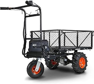 SuperHandy Utility Service Cart Power Wagon Wheelbarrow Electric 48V DC Li-Ion Powered 660Lbs Load and 1000Lbs+ Hauling Capacity Farm and Garden All Purpose Modular Cargo Bed