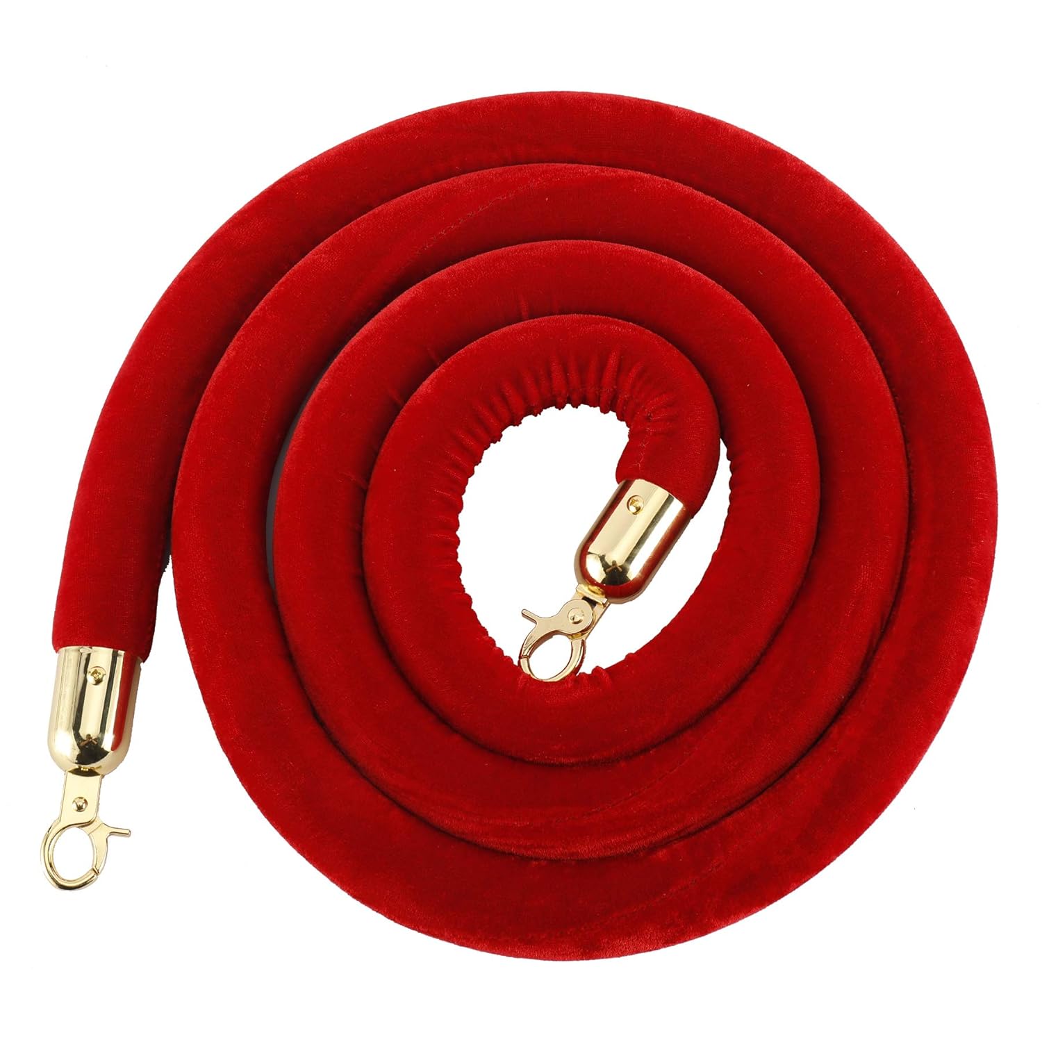 8 Feet Velvet Stanchion Rope, Stanchion Queue Barrier Rope Velvet Rope, Crowd Control Rope Barrier, with Mirror Polished Hooks (Red)-1