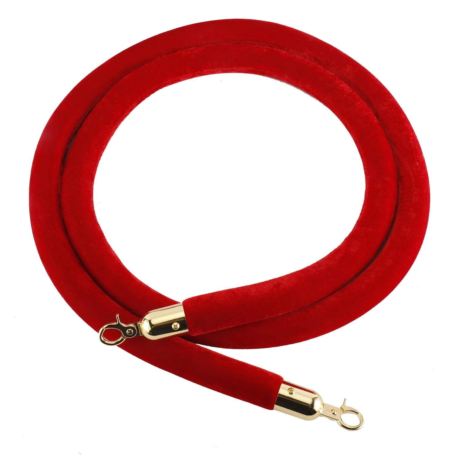 8 Feet Velvet Stanchion Rope, Stanchion Queue Barrier Rope Velvet Rope, Crowd Control Rope Barrier, with Mirror Polished Hooks (Red)-2