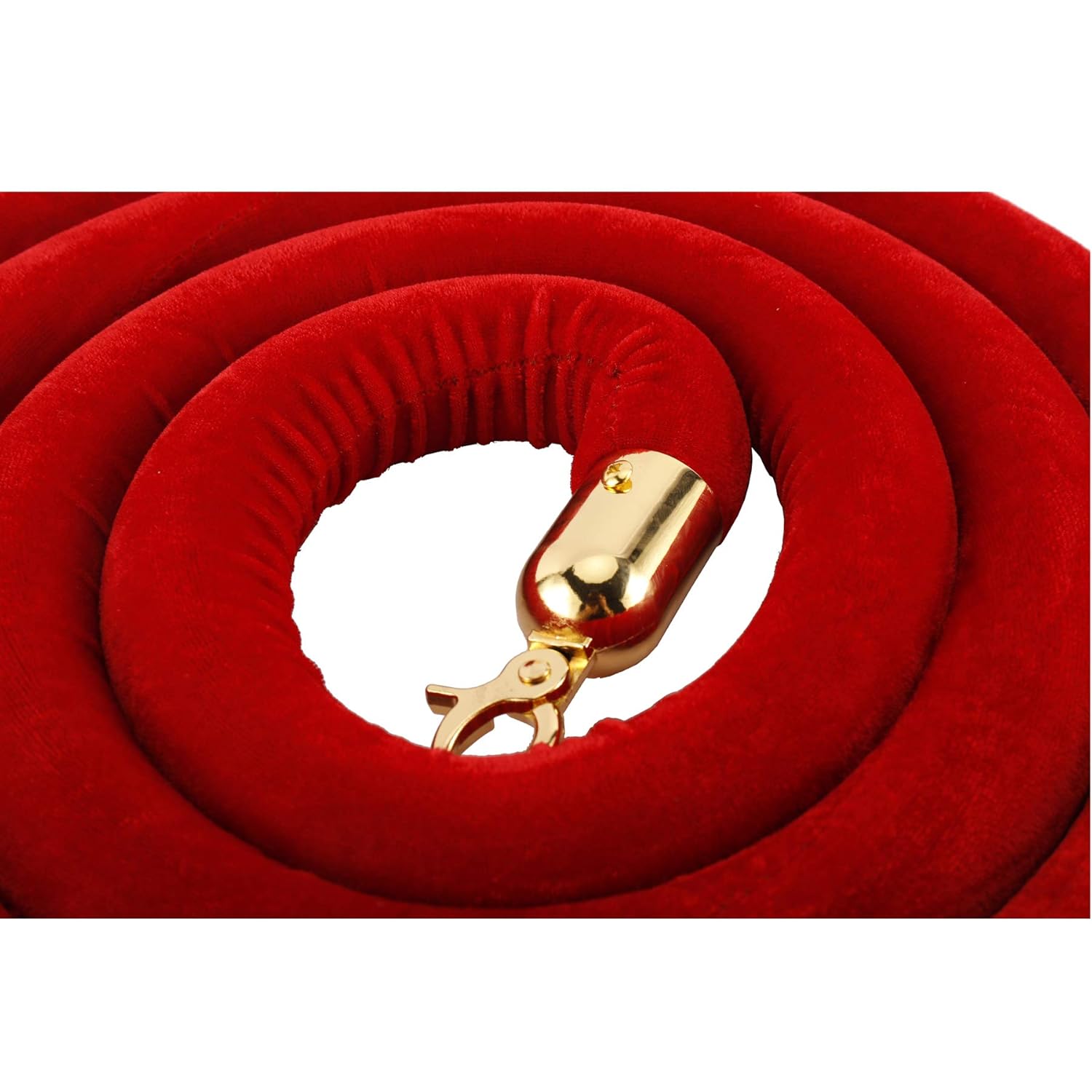 8 Feet Velvet Stanchion Rope, Stanchion Queue Barrier Rope Velvet Rope, Crowd Control Rope Barrier, with Mirror Polished Hooks (Red)-5