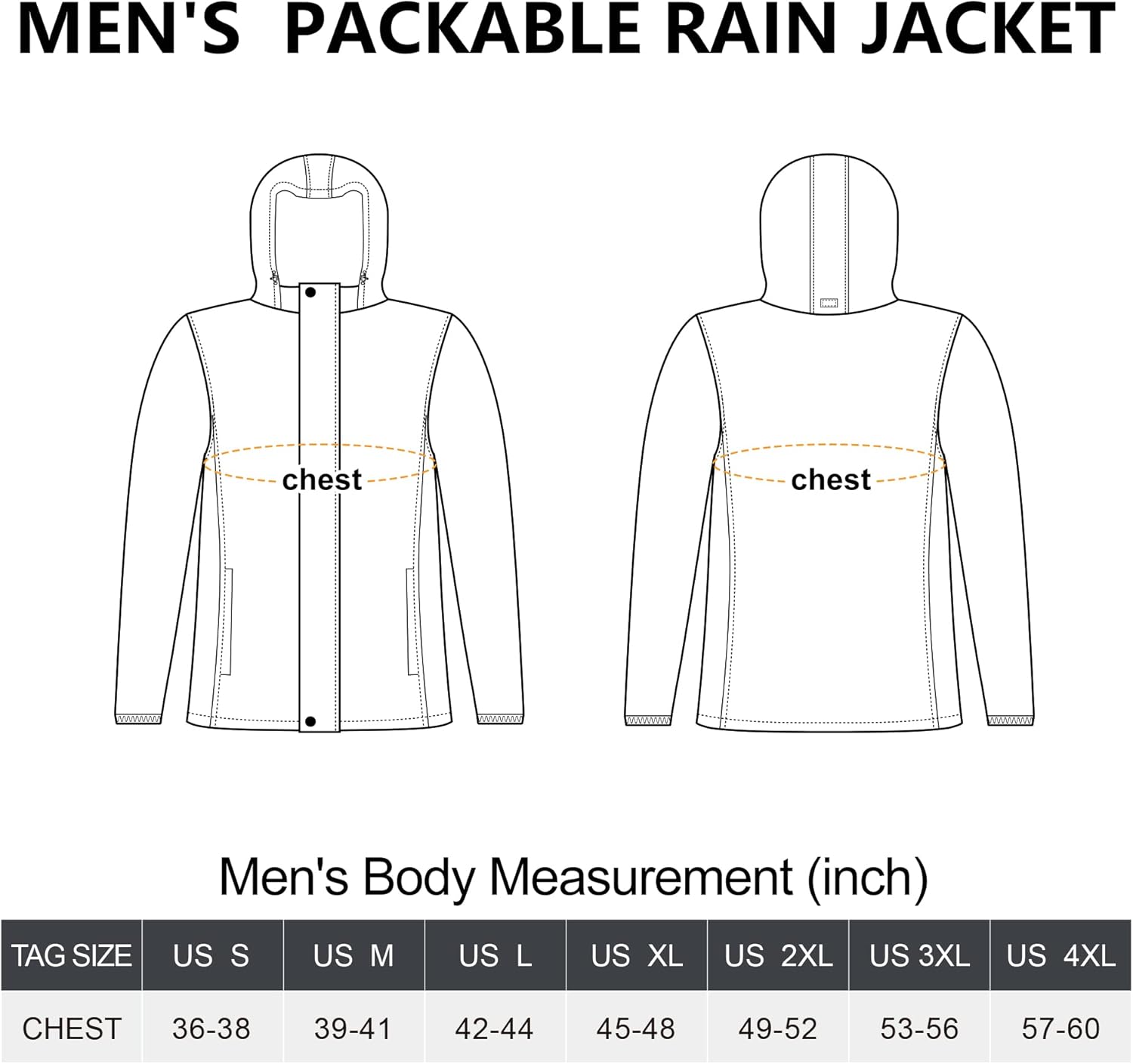 33,000ft Packable Rain Jacket Men's Lightweight Waterproof Rain Shell Jacket Raincoat with Hood for Golf Cycling Windbreaker-5