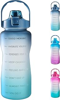 EYQ 64oz Leakproof Free Drinking Water Bottle with Motivational Time Marker BPA Free for Fitness, Gym and Outdoor Sports