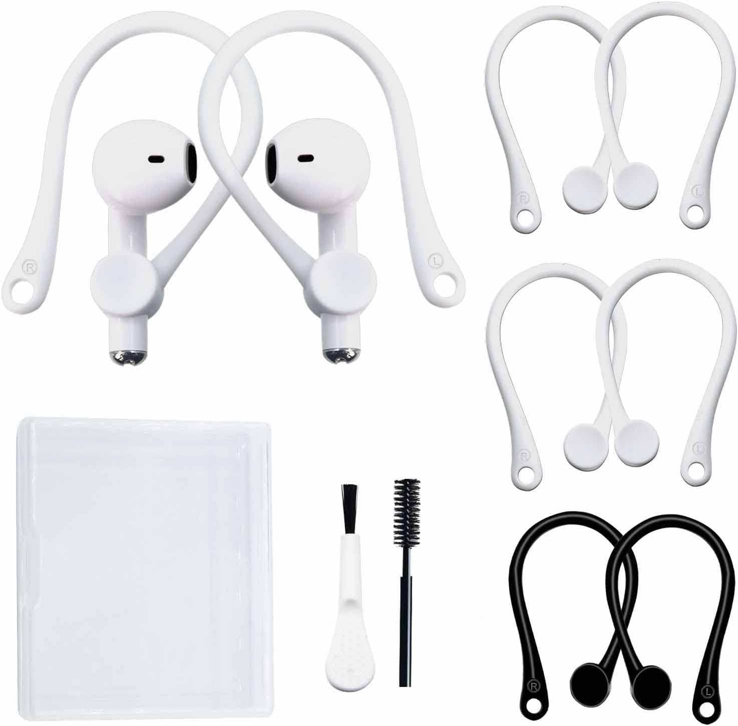 3 Pairs Ear Hooks for AirPods 1 & 2 & 3 and AirPods Pro, Professional Anti-Drop Silicone Earbuds Tips Hook Compatible with Apple AirPods 1 & 2 & 3 and AirPods Pro(2Pairs White +1pair Black)-0