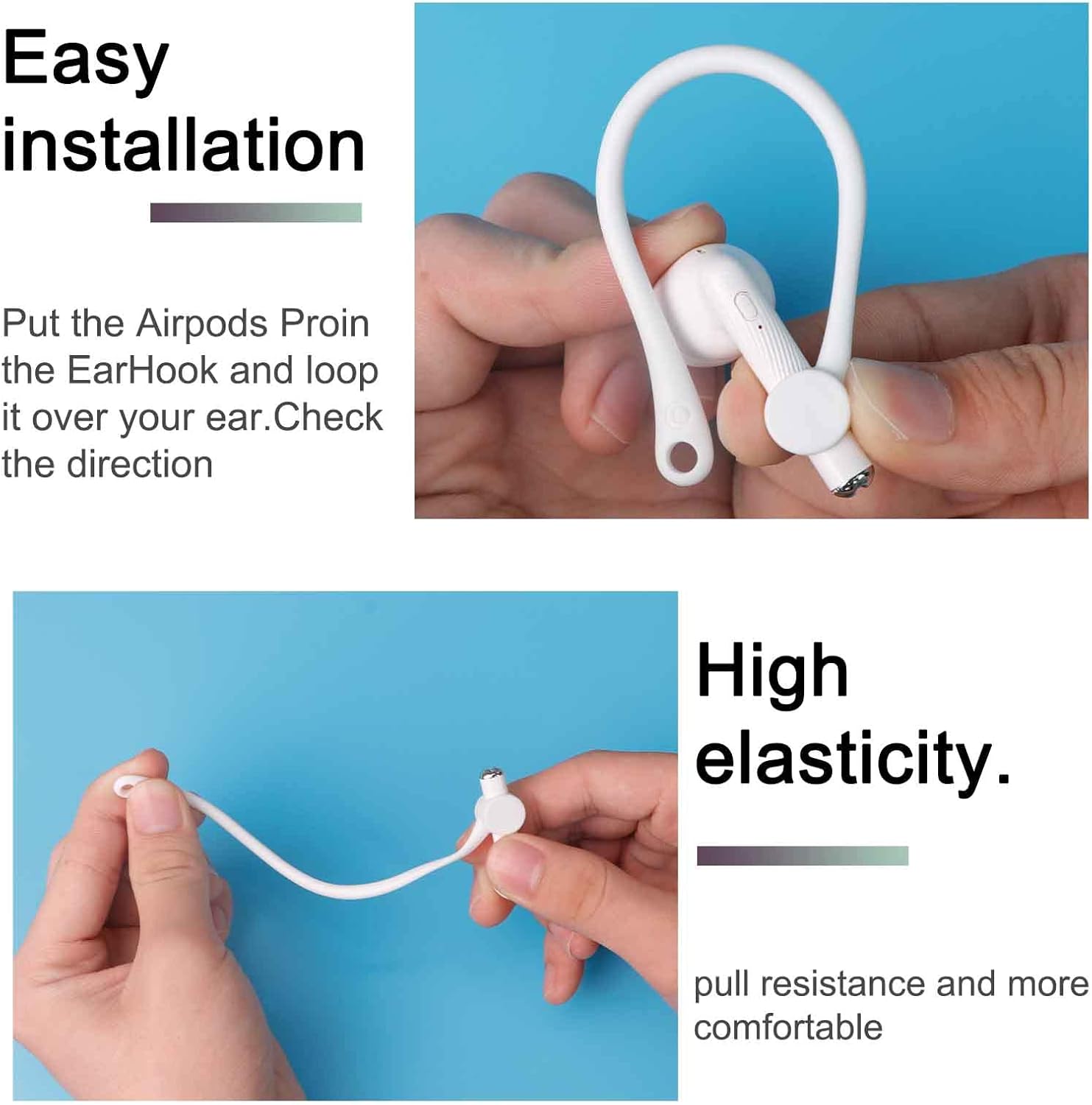 3 Pairs Ear Hooks for AirPods 1 & 2 & 3 and AirPods Pro, Professional Anti-Drop Silicone Earbuds Tips Hook Compatible with Apple AirPods 1 & 2 & 3 and AirPods Pro(2Pairs White +1pair Black)-3