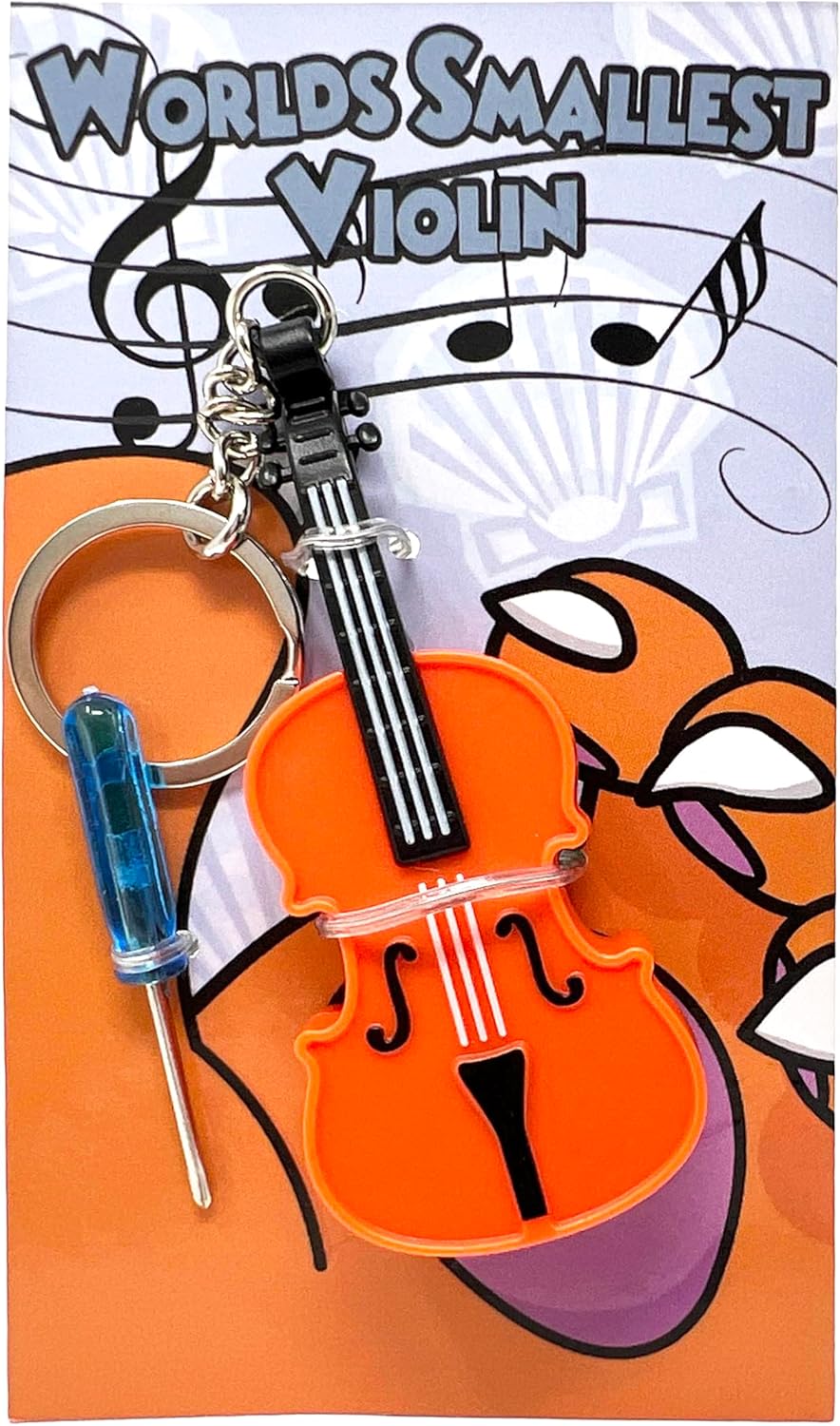 MunnyGrubbers - Original World's Smallest Violin Toy Keychain With Playable Sad Music - Tiny Mini Violin Keychain with Sound-0