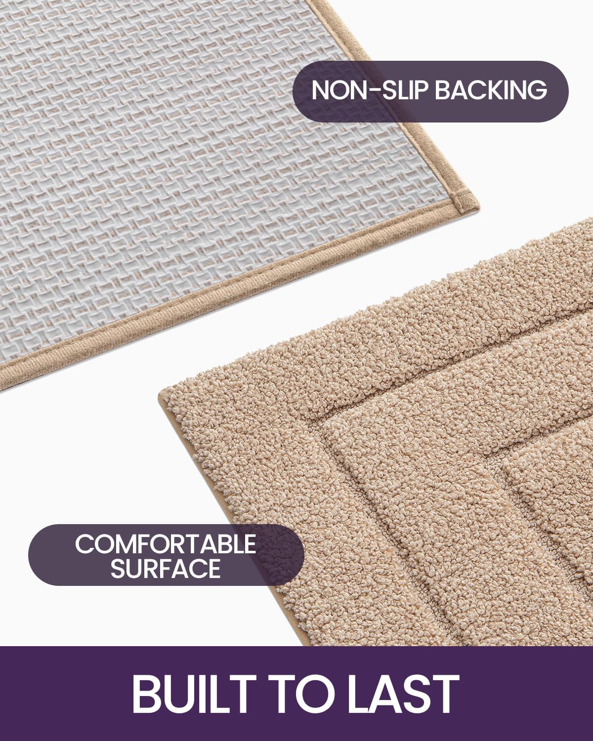 DEXI Bathroom Rug Mat, Extra Soft Absorbent Premium Bath Rug, Non-Slip Comfortable Bath Mat, Carpet for Tub, Shower, Bath Room, Machine Washable, 24"x43", Beige-4