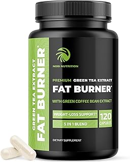 Green Tea Weight Loss Pills | Belly Fat Burner, Metabolism Booster, & Appetite Suppressant for Women & Men | 45% EGCG | With Green Coffee Bean Extract | Vegan, Gluten-Free Supplement | 120 Capsules