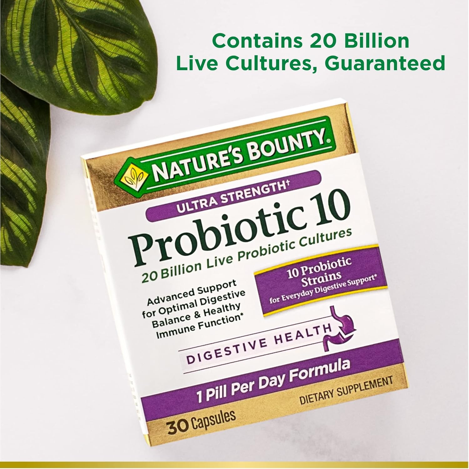 Nature’s Bounty Probiotic 10, Ultra Strength Daily Probiotic Supplement, Support for Digestive, Immune and Upper Respiratory Health, 1 Pack, 30 Capsules-3