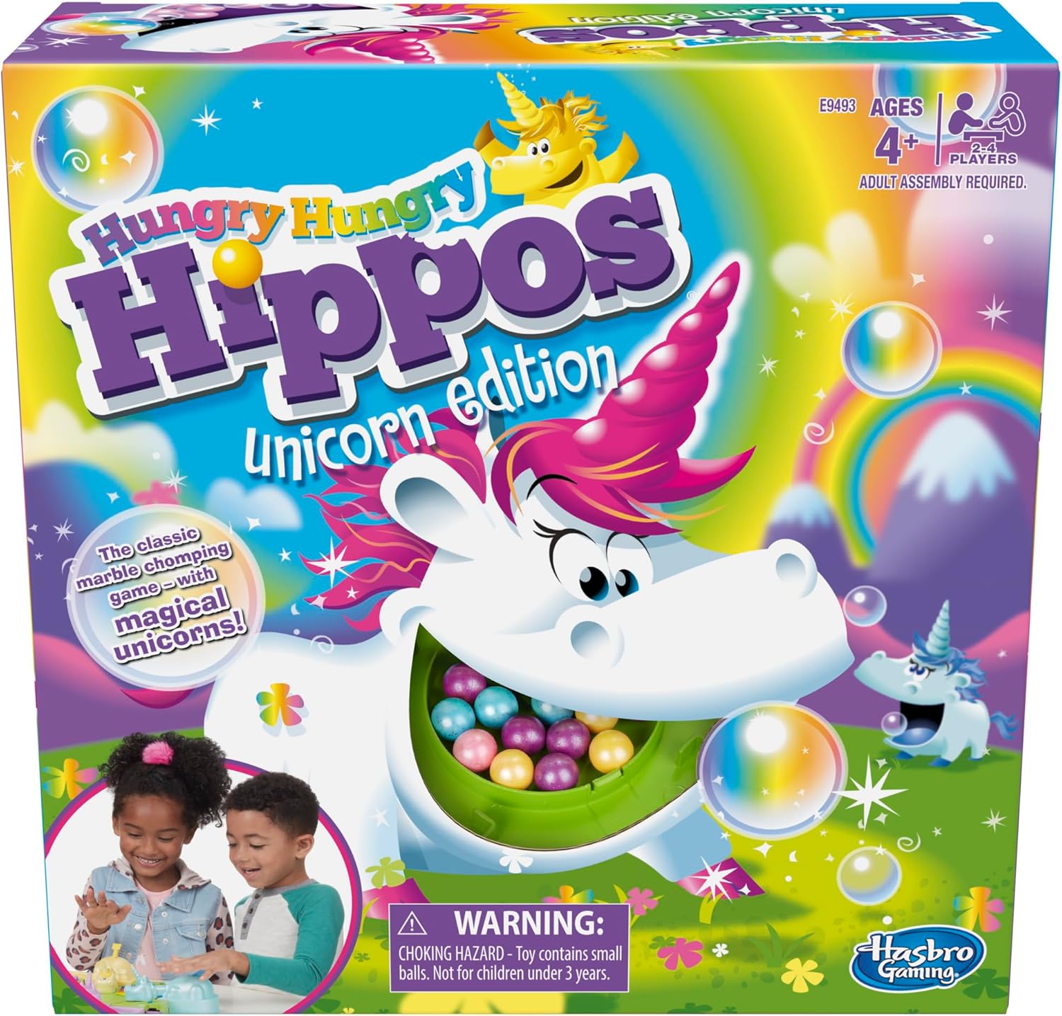 Hasbro Gaming Hungry Hippos Unicorn Edition Pre-School Board Game for Kids Ages 4 and Up; 2-4 Players-0