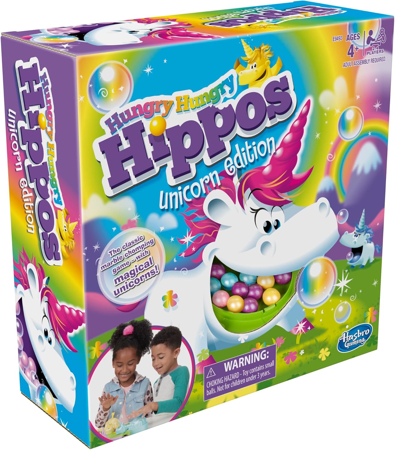 Hasbro Gaming Hungry Hippos Unicorn Edition Pre-School Board Game for Kids Ages 4 and Up; 2-4 Players-1