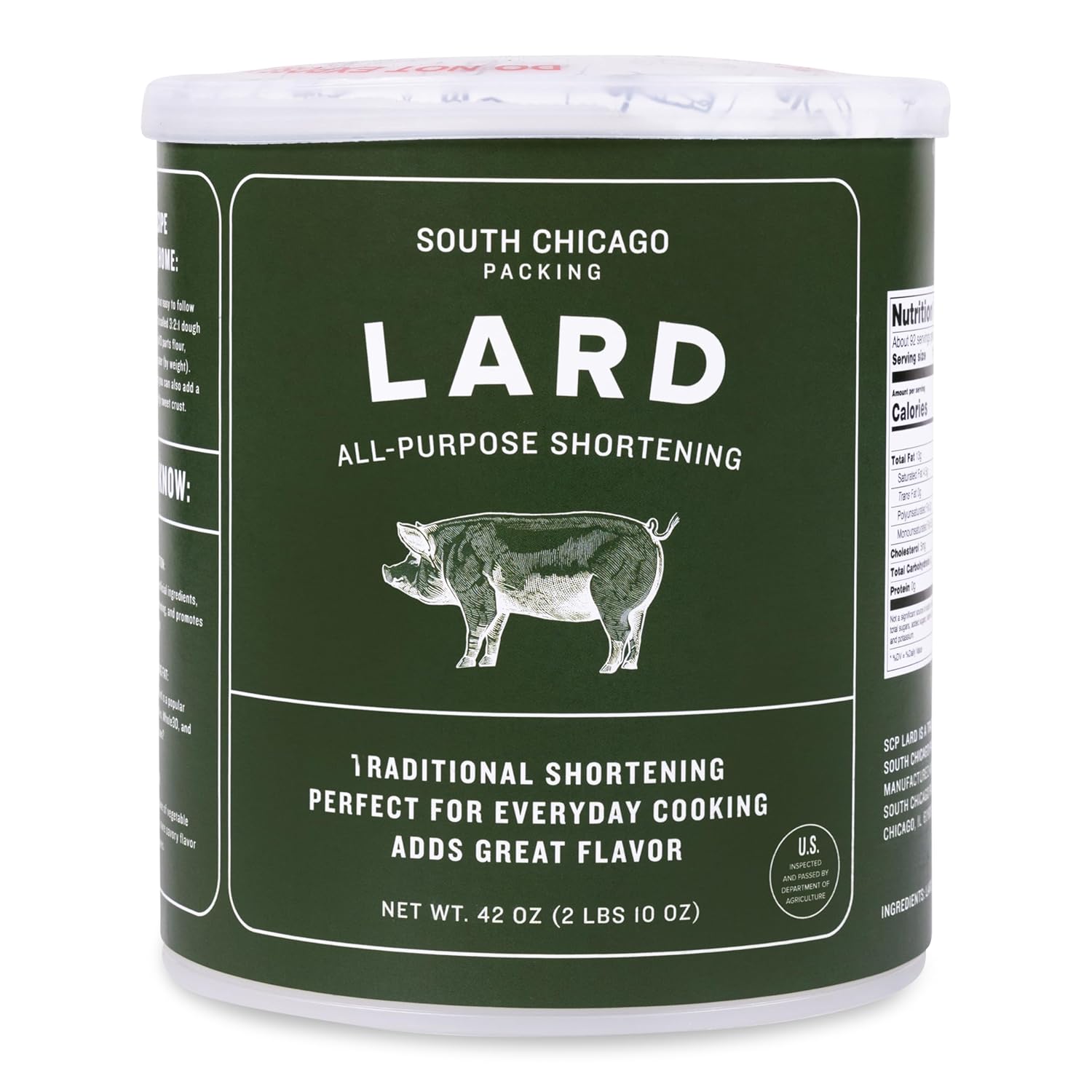 South Chicago Packing Traditonal LARD Shortening, 42 Ounces, Specialty Baking Shortening and Cooking Fat-0