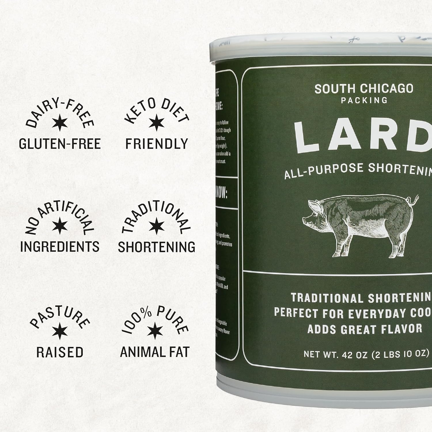 South Chicago Packing Traditonal LARD Shortening, 42 Ounces, Specialty Baking Shortening and Cooking Fat-8