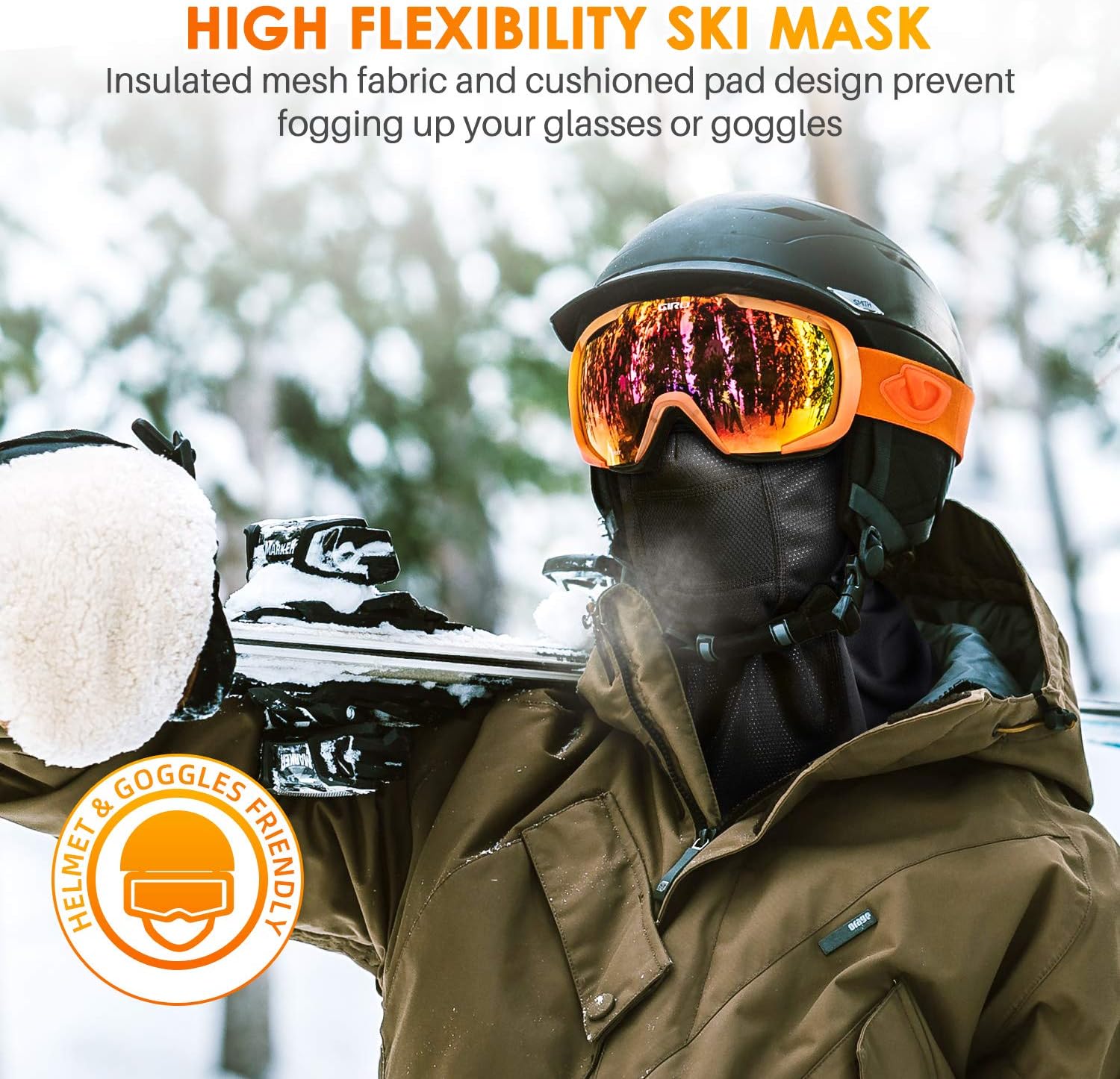 AstroAI Ski Mask Windproof Balaclava for Cold Weather, Winter Face Mask Breathable Stretchable for Skiing, Snowboarding, Gray-4