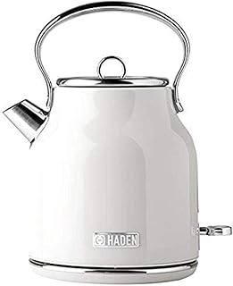 Haden Heritage 1.7 Liter Stainless Steel Electric Kettle, Hot Water Kettle with 360-Degree Base and Auto Shutoff, Ivory & Chrome