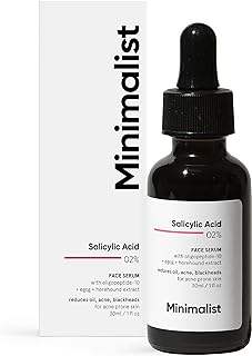 Minimalist 2% Salicylic Acid Serum For Acne, Blackhead & Open Pores | Reduces Excess Oil & Bumpy Texture | BHA Liquid Exfoliant for Acne Prone & Oily Skin | For Women & Men | 1 Fl Oz/30ml