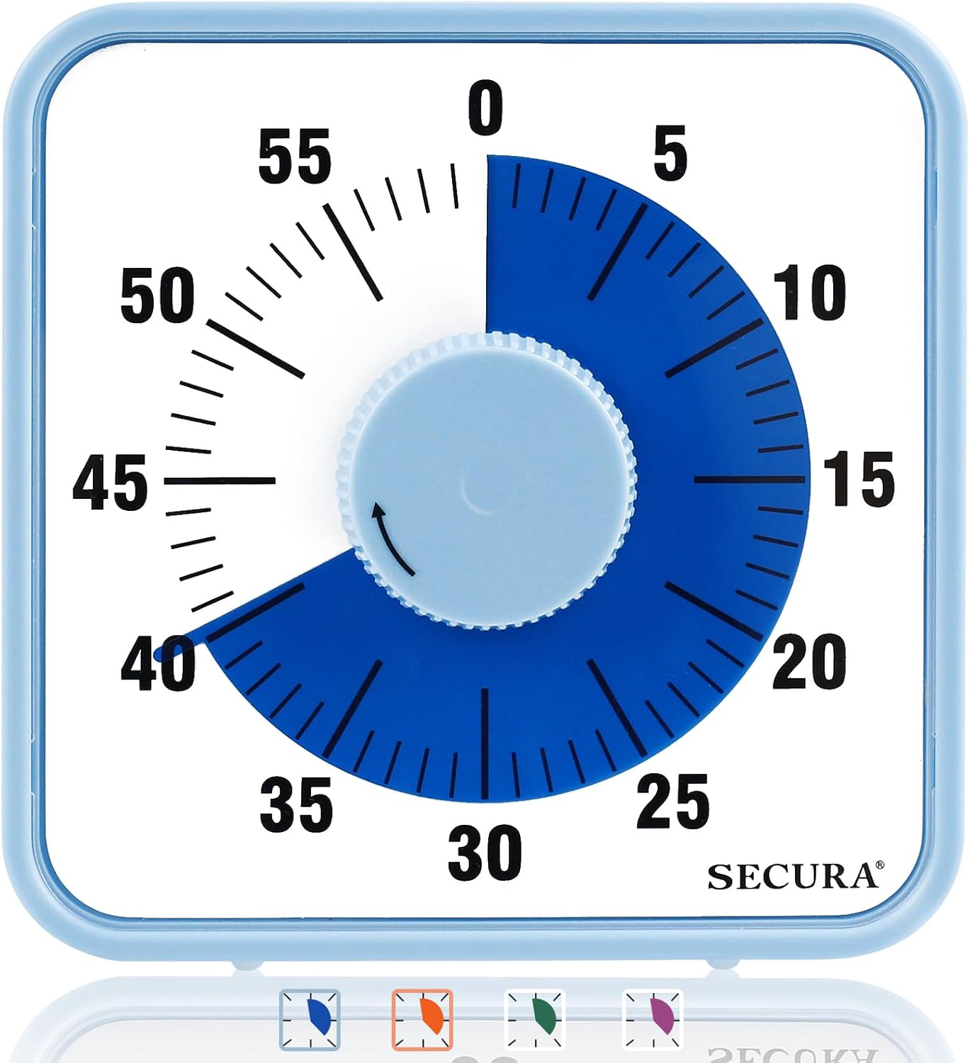 Secura 7.5 Inch Visual Timer, 60 Minute Visual Oversize Countdown Timer for Kids and Adults, Durable Mechanical Time Management Tool (Blue)-0