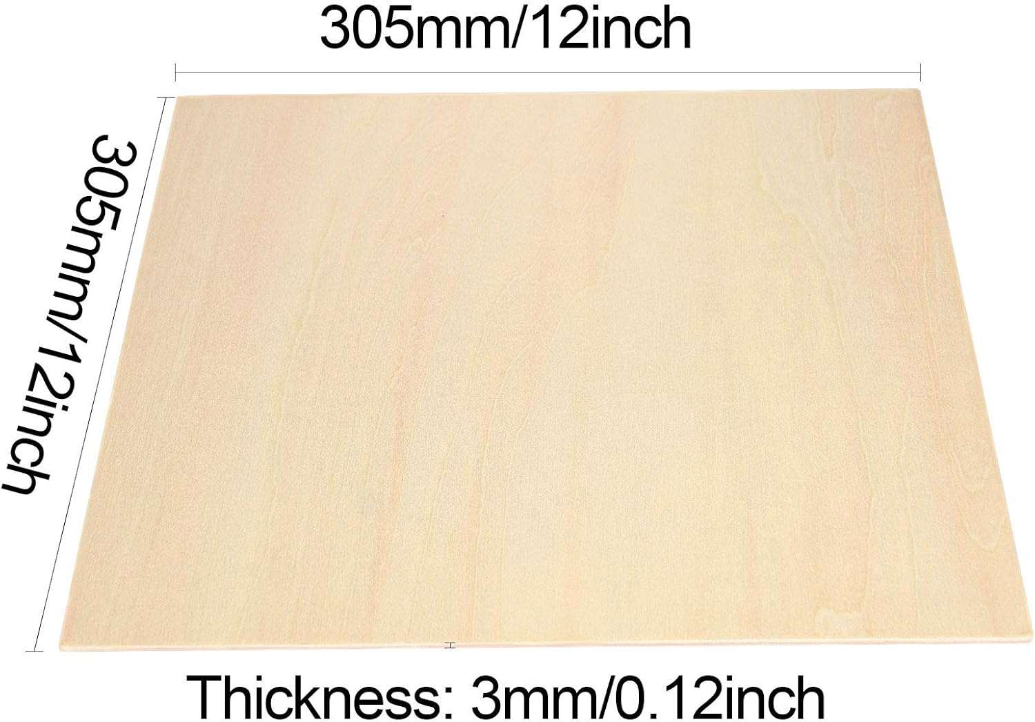 KEILEOHO 15 Pack 12 x 12 x 1/8 Inches Basswood Wood Sheets, Natural Unfinished Basswood Sheets, Premium Unfinished Wood Sheets for DIY Wooden Plate Model, Arts and Crafts, School Projects-1