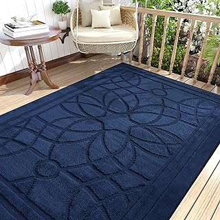 DEXI Front Door Mat for Home Entrance, 32"x48" Non-Slip Absorbent Floor Mats Low-Profile Washable Doormat for Entryway, Garage, Patio, Navy